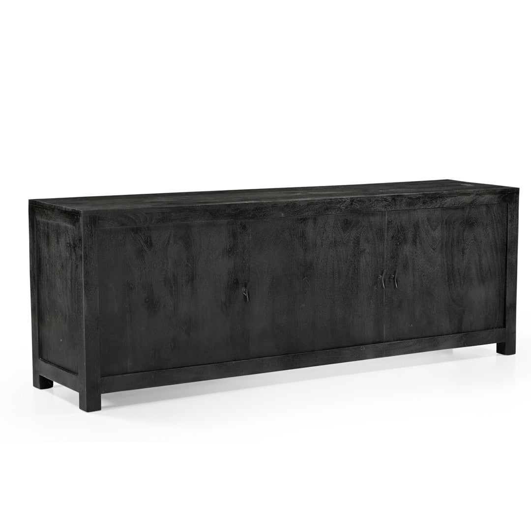Sparrow Solid Wood 3 Door Media Console - Gray-Sideboard-Parc Decor