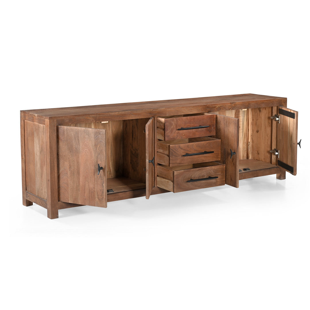 Sparrow Solid Wood Media Console - Brown-Sideboard-Parc Decor