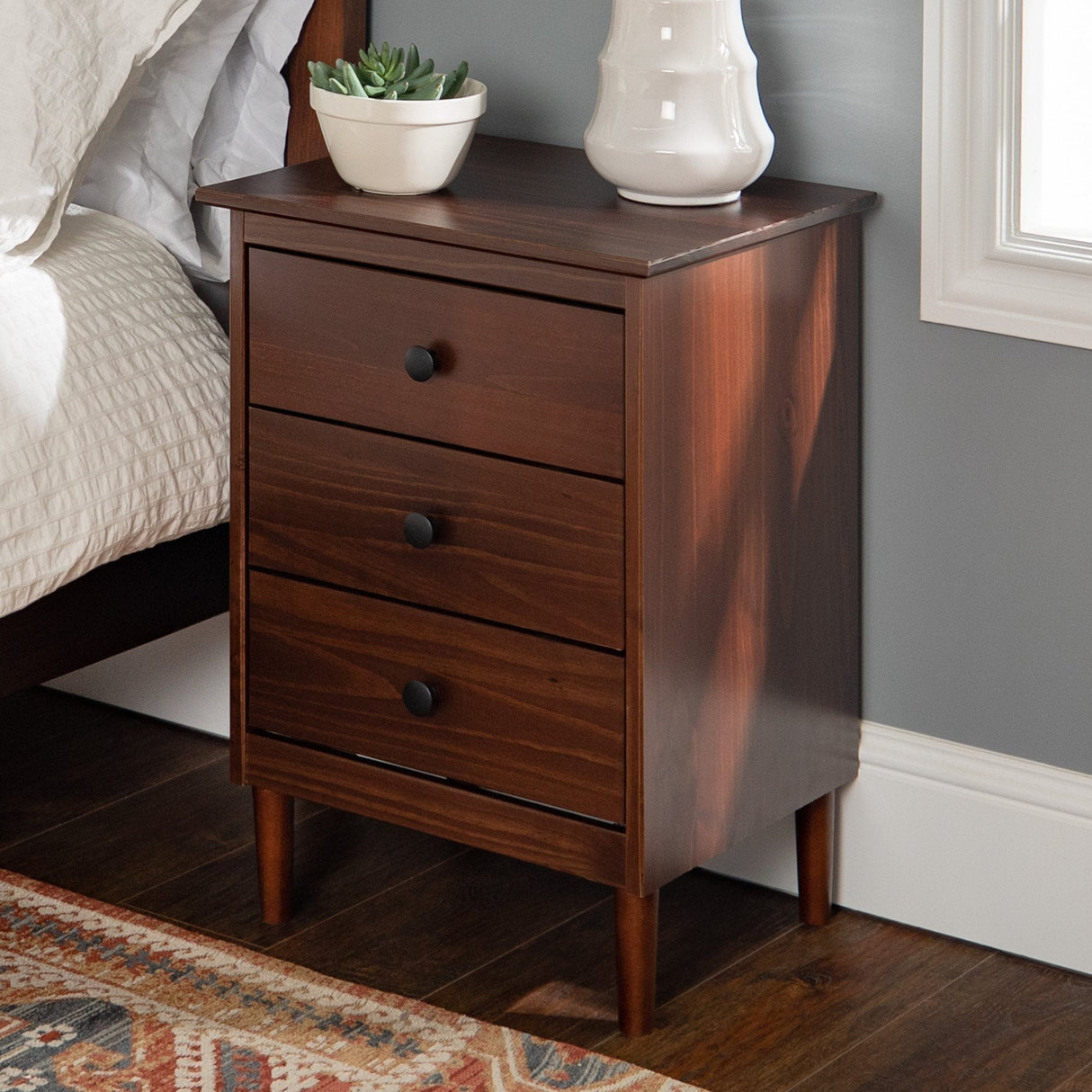Spencer Solid Transitional Wood Nightstand-Bedroom-Parc Decor