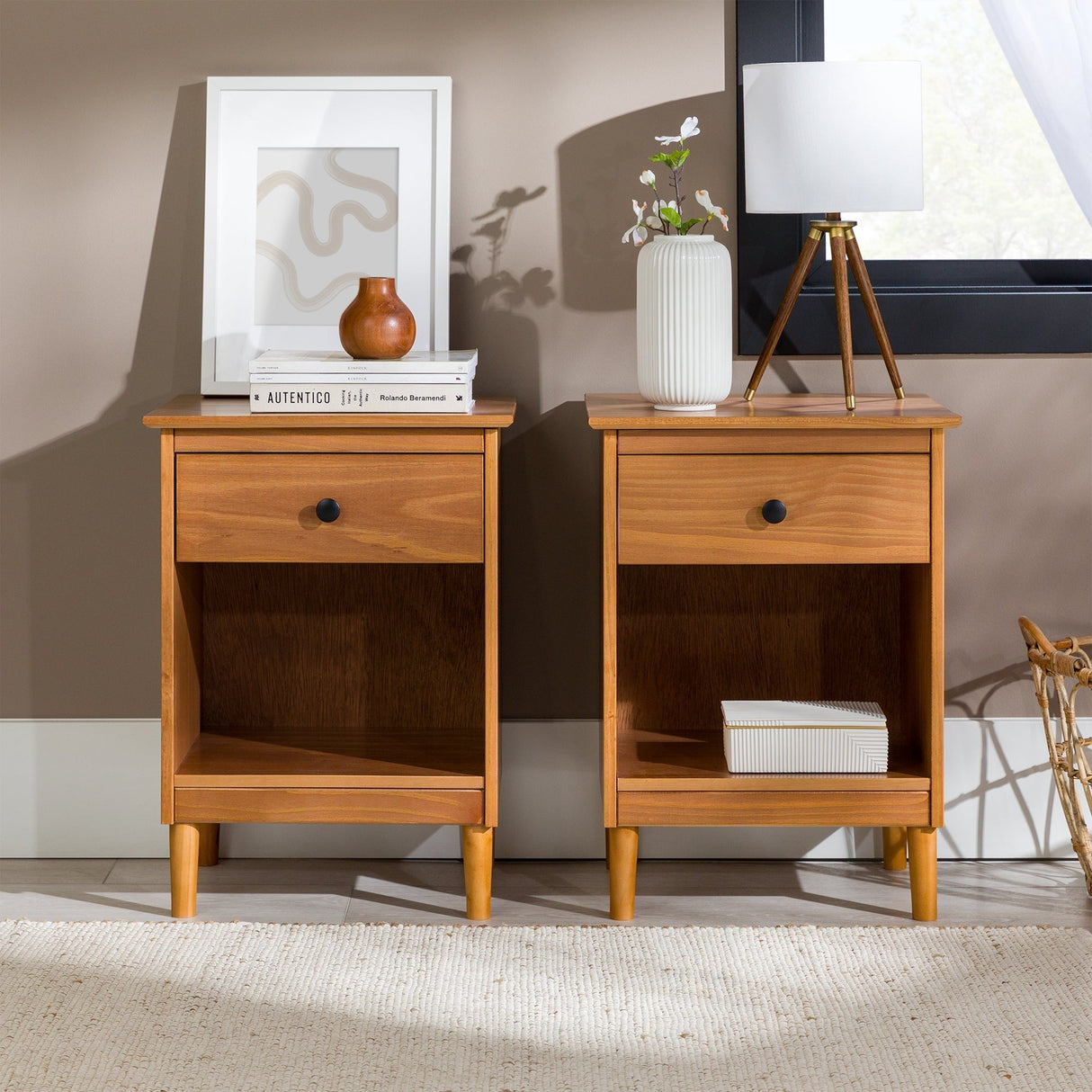 Spencer Solid Transitional Wood Nightstand-Bedroom-Parc Decor
