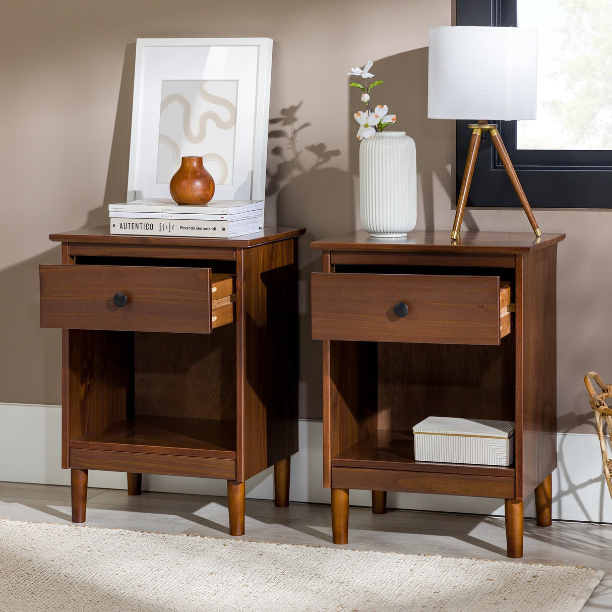 Spencer Solid Transitional Wood Nightstand-Bedroom-Parc Decor