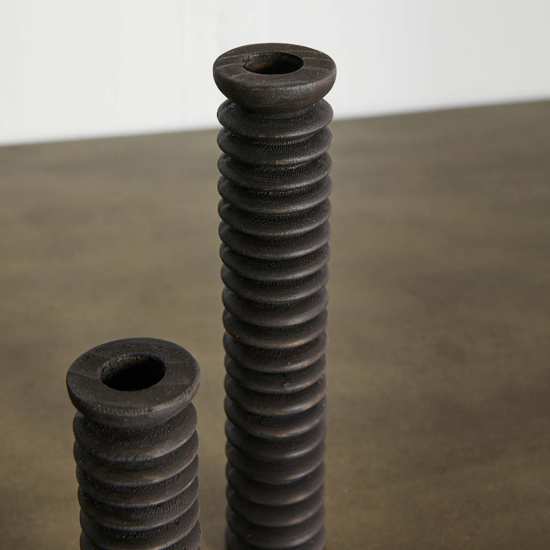 Spiral Pine Modern Wood Candle Candlestick Holder-Décor Collection-Parc Decor
