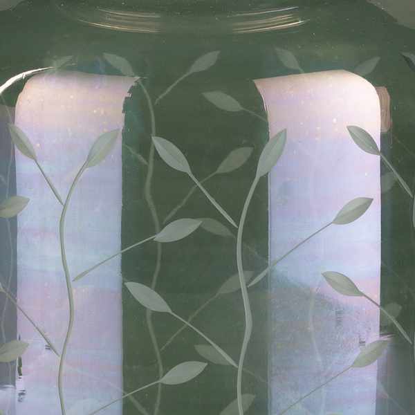 Stewartville Green Etched Glass Jar-Decor-Parc Decor