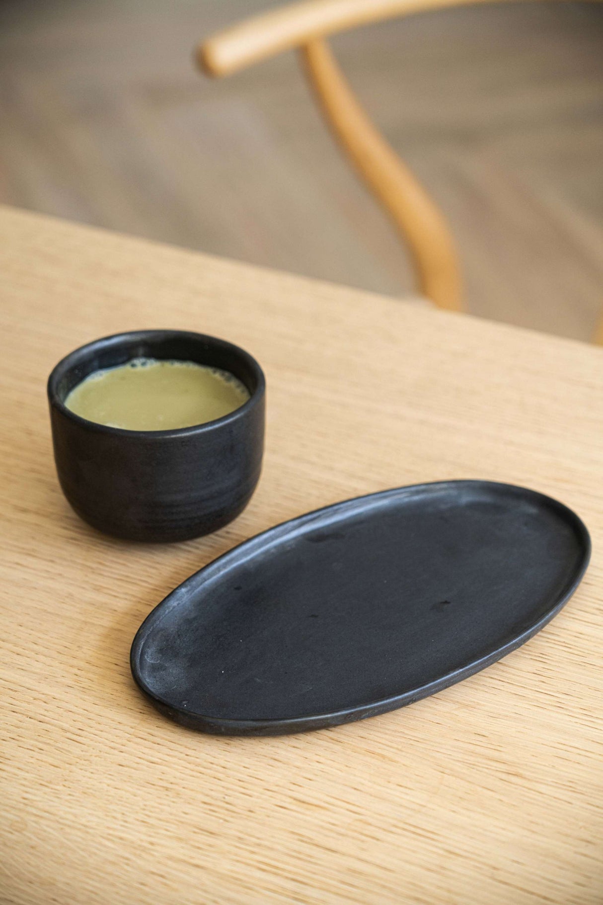Stoneware Black Matcha Bowl-Parc Decor