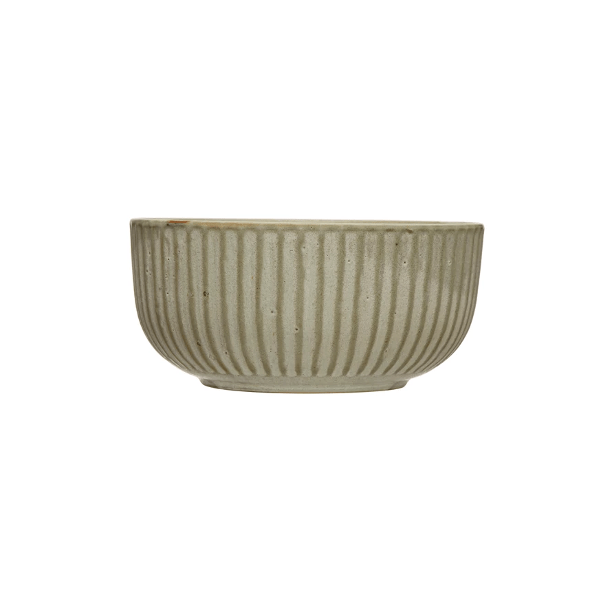 Stoneware Pleated Bowl, Cream Glaze Finish-Bowls-Parc Decor