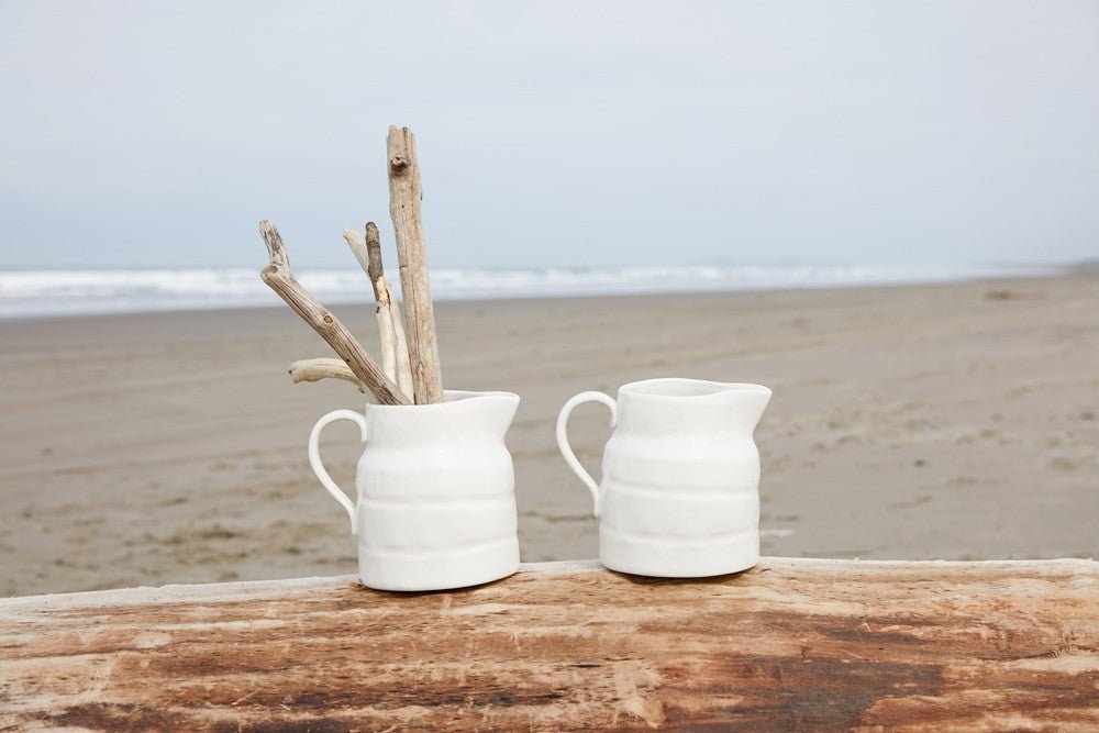 Stoneware Vintage Reproduction Pitcher, White-Pitchers-Parc Decor