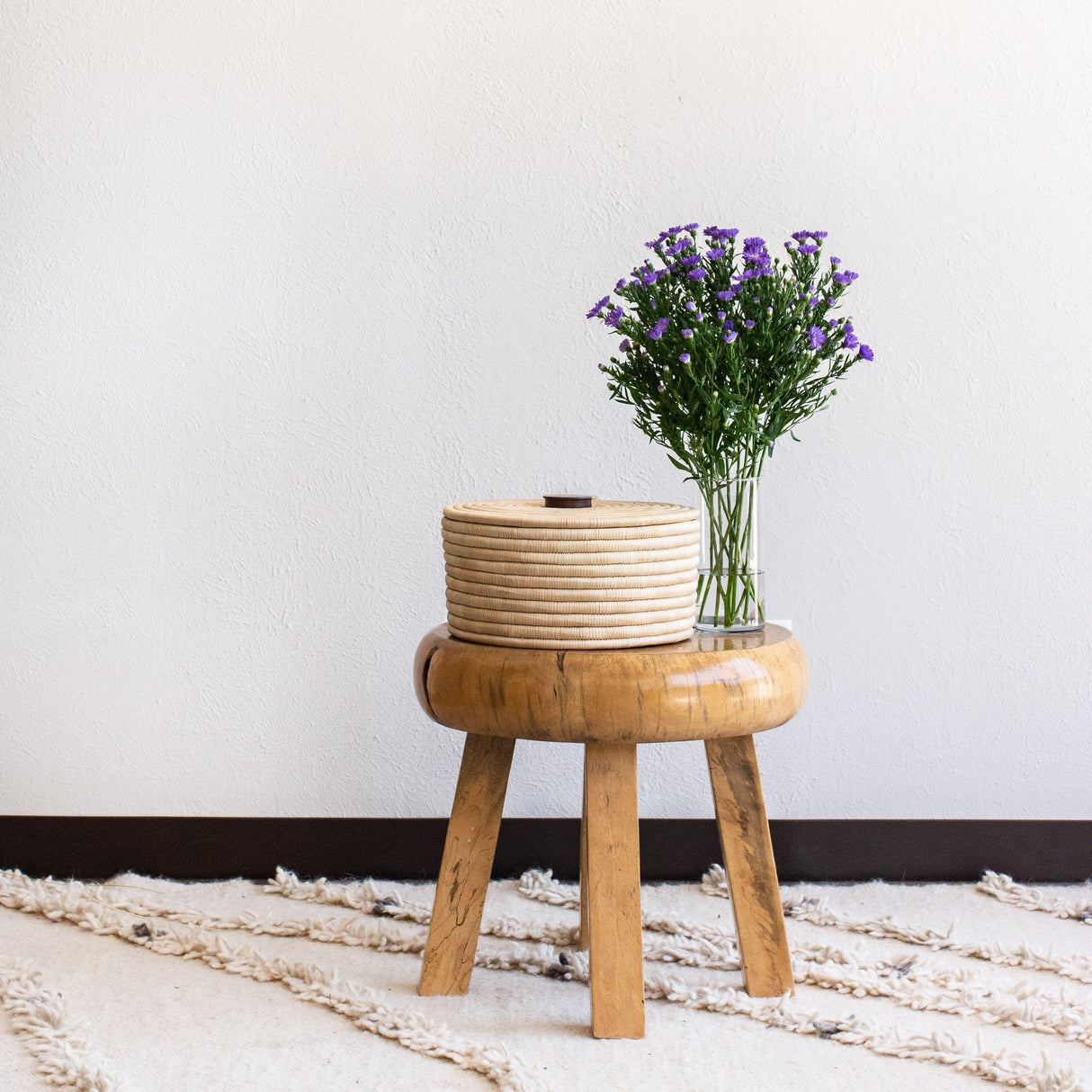 Sunga Small Ilala Palm Lidded Basket-Baskets & Vessels-Parc Decor