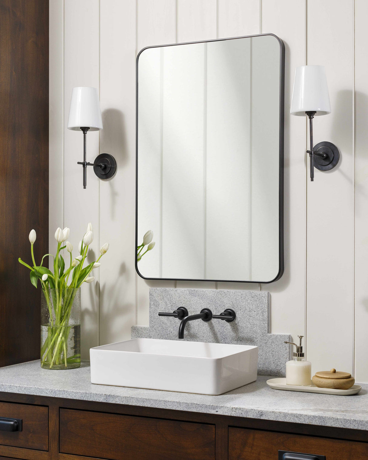 Sustinente Black Carved Mirror-Mirrors-Parc Decor