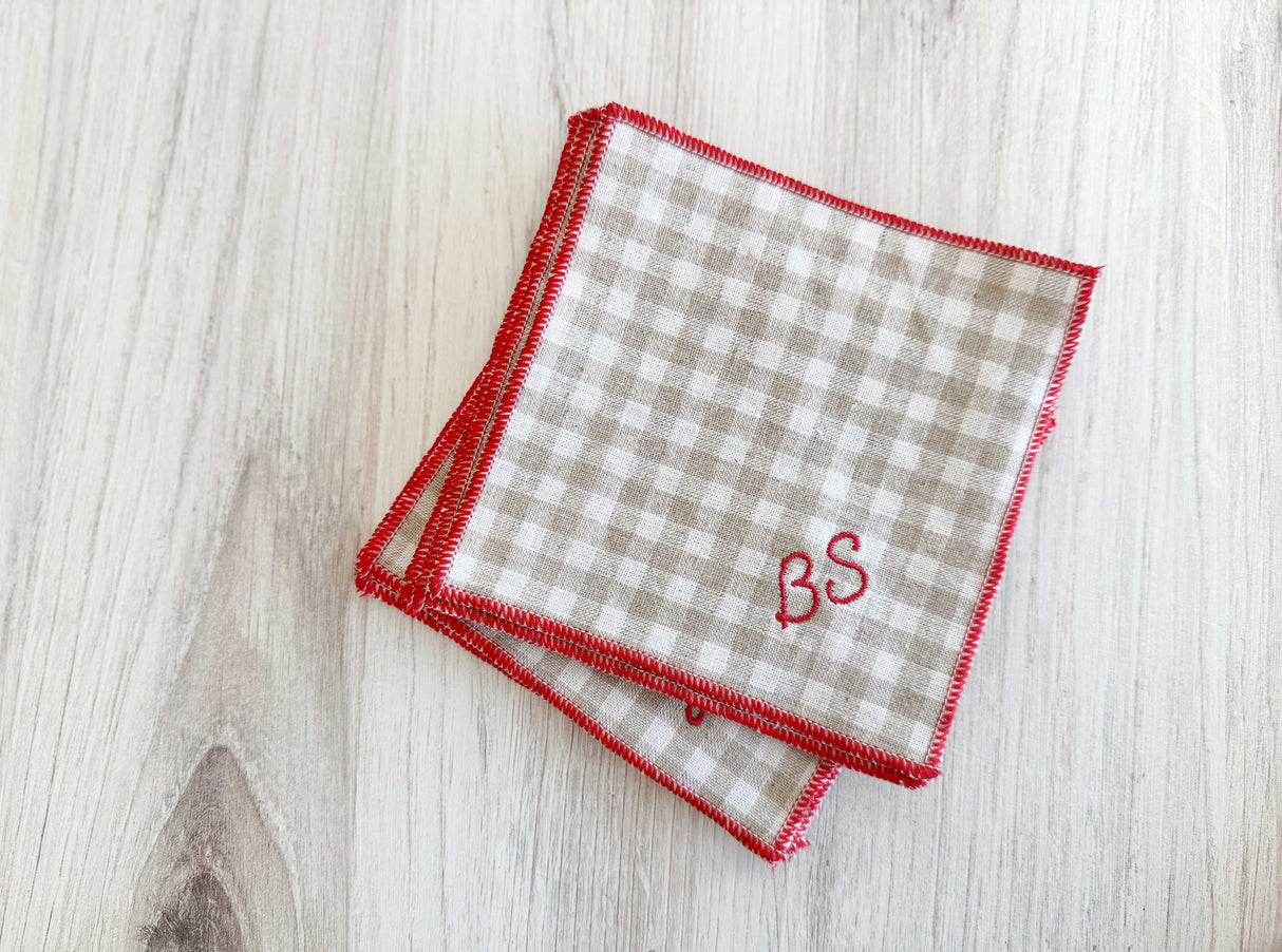 Sweary Coasters in Mini Check, set of eight-Coasters-Parc Decor