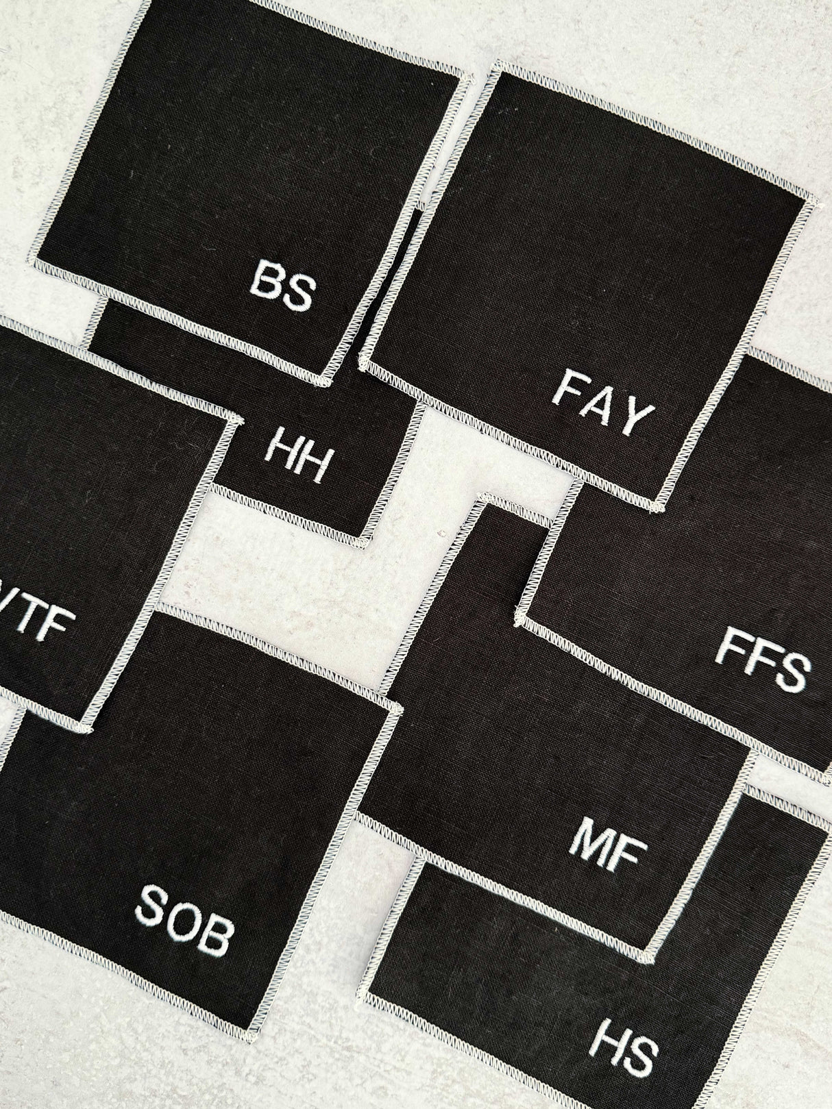 Sweary Cocktail Coasters in Black and White, set of eight-Coasters-Parc Decor