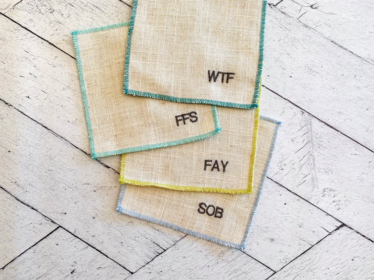 Sweary Cocktail Coasters, set of 8-Napkins-Parc Decor
