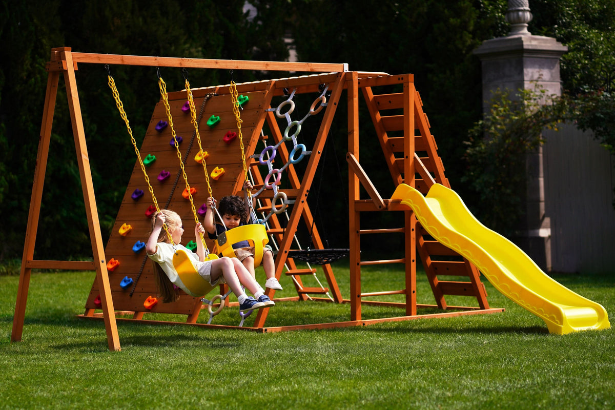 Sycamore Jumbo | Outdoor Wooden Swing Set & Climbing Jungle Gym