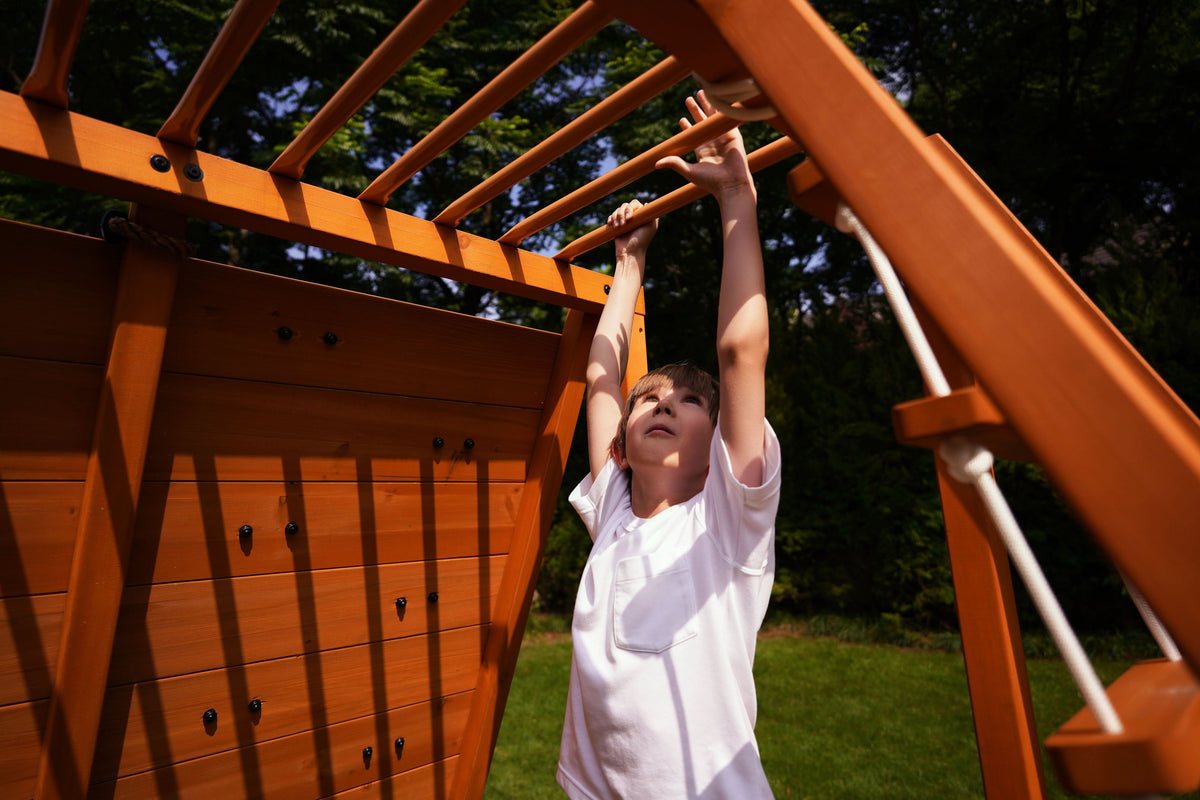 Sycamore Jumbo | Outdoor Wooden Swing Set & Climbing Jungle Gym