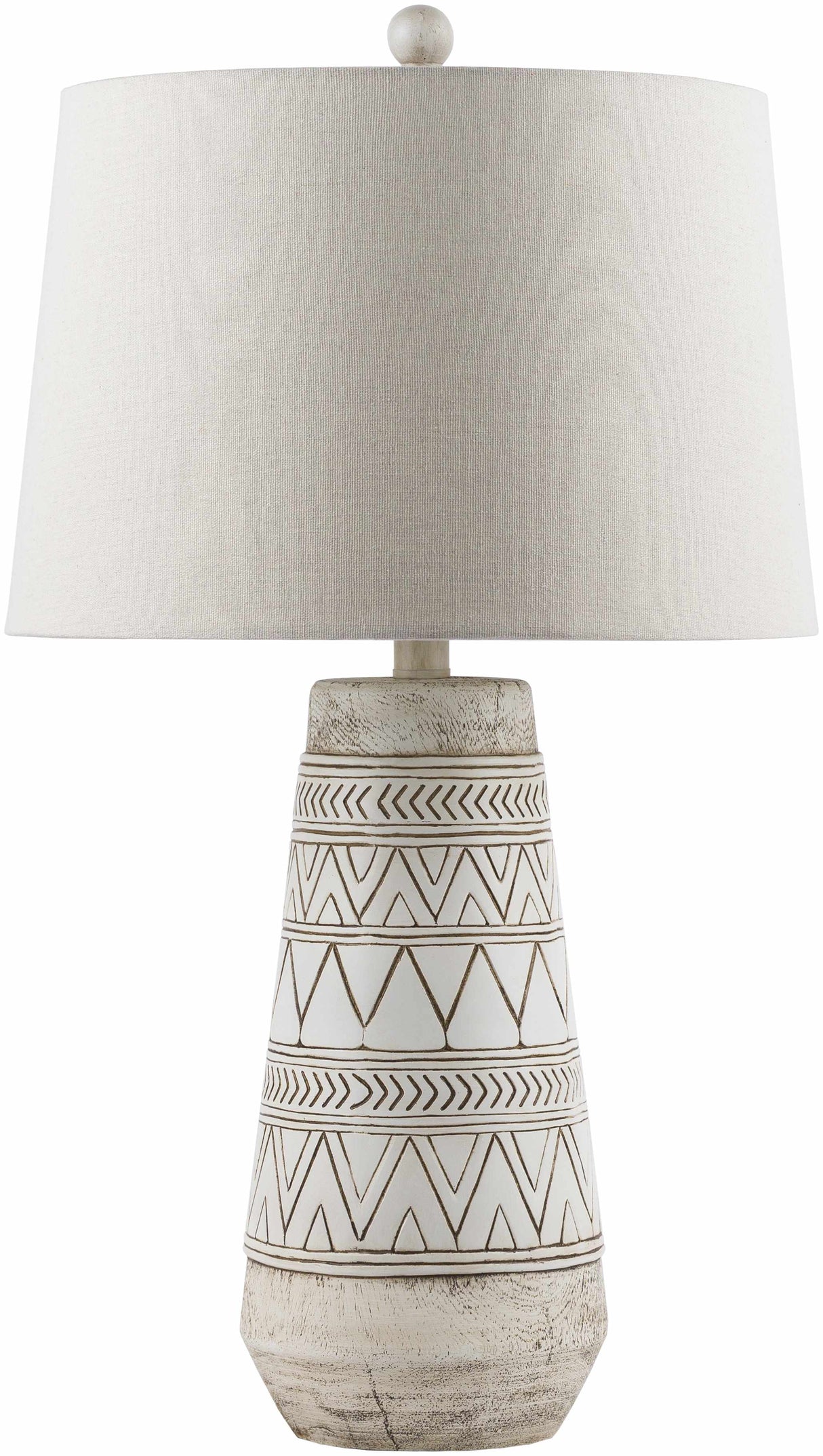 Tan and Cream Resin Lamp with White Linen Table Lamp-Lighting-Parc Decor