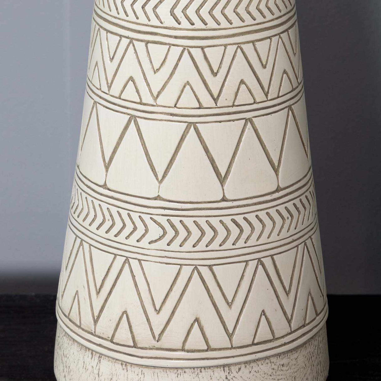 Tan and Cream Resin Lamp with White Linen Table Lamp-Lighting-Parc Decor