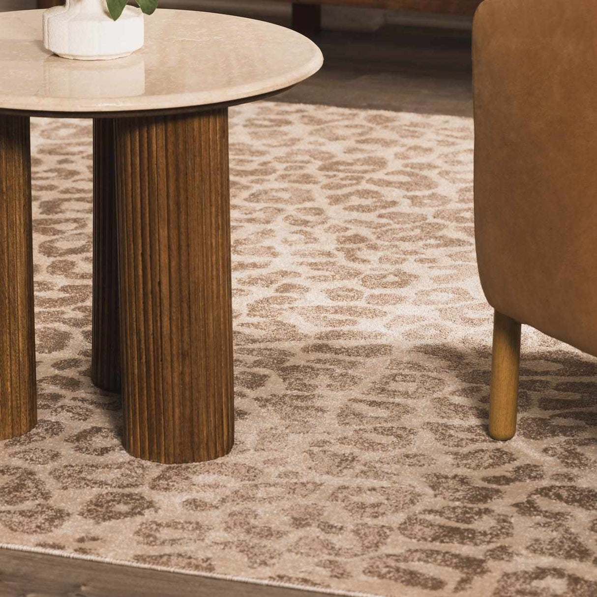 Tan Bonhill Leopard Print Area Rug-Rugs-Parc Decor