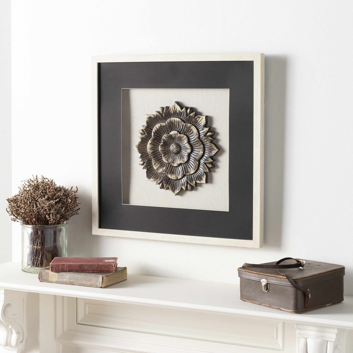 Tanza Black Textured Floral Wall Art-Decor-Parc Decor