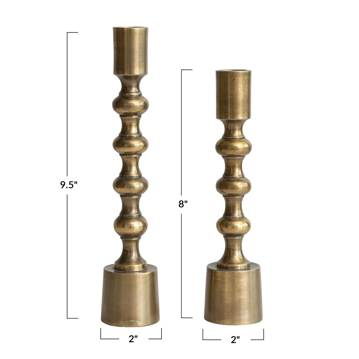 Taper Candle Holders, Antique Gold Finish, Set of 2-Candles and Candle Accessories-Parc Decor