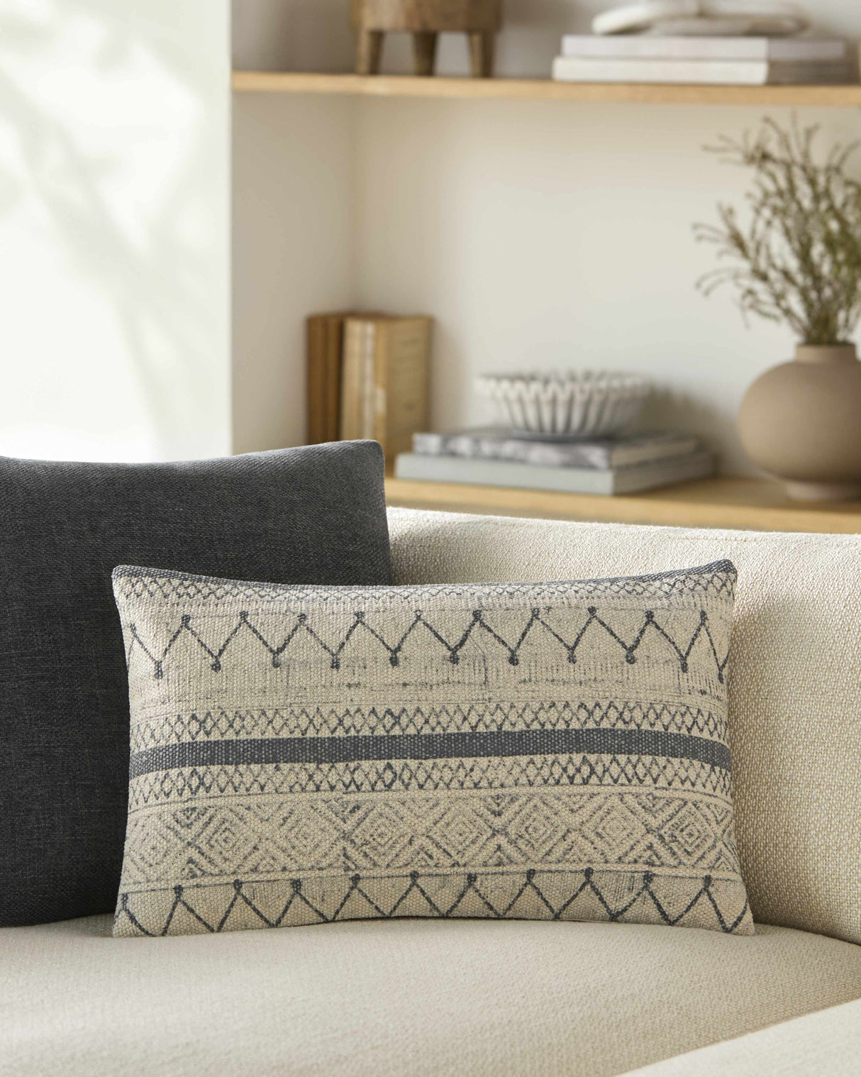 Tariji Monochrome Patterned Throw Pillow-Throw Pillows-Parc Decor