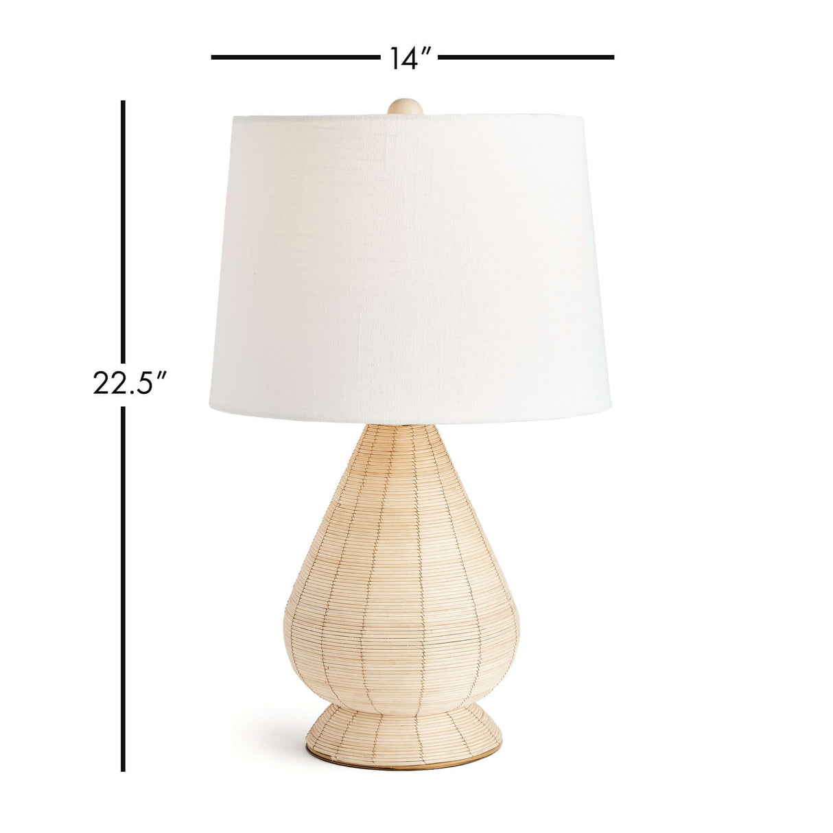 Teardrop Rattan Table Lamp with White Linen Shade-table lamp-Parc Decor