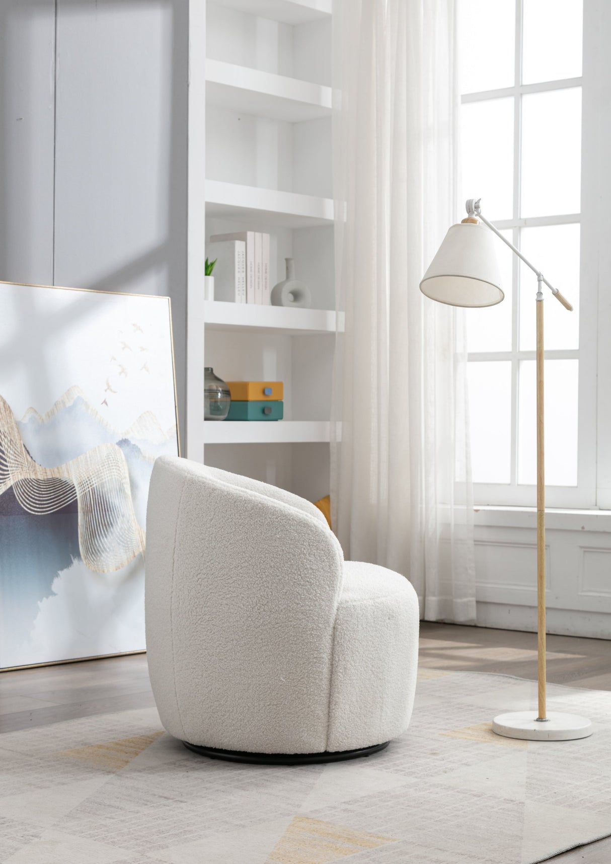 Teddy Swivel Barrel Accent Armchair Chair-Living Room-Parc Decor