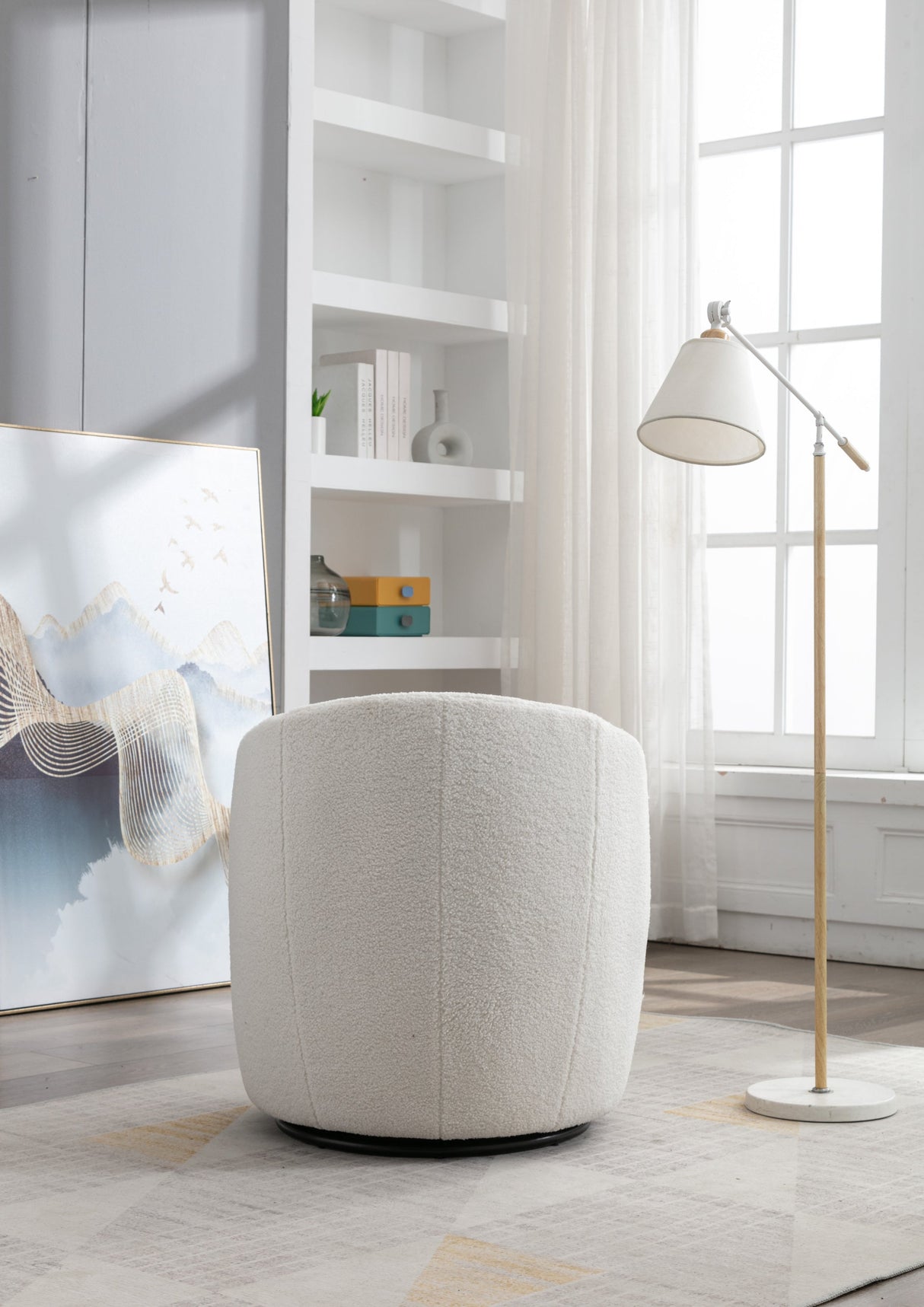 Teddy Swivel Barrel Accent Armchair Chair-Living Room-Parc Decor