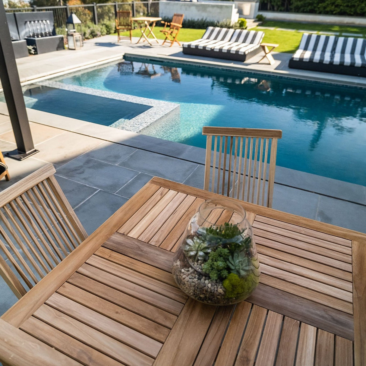 Telluride Natural Teak Outdoor Square Dining Table-Dining Table-Parc Decor