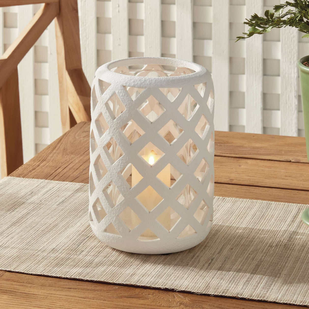 Terracotta Hurricane Candle Holder with Glass Insert-Candle Holder-Parc Decor