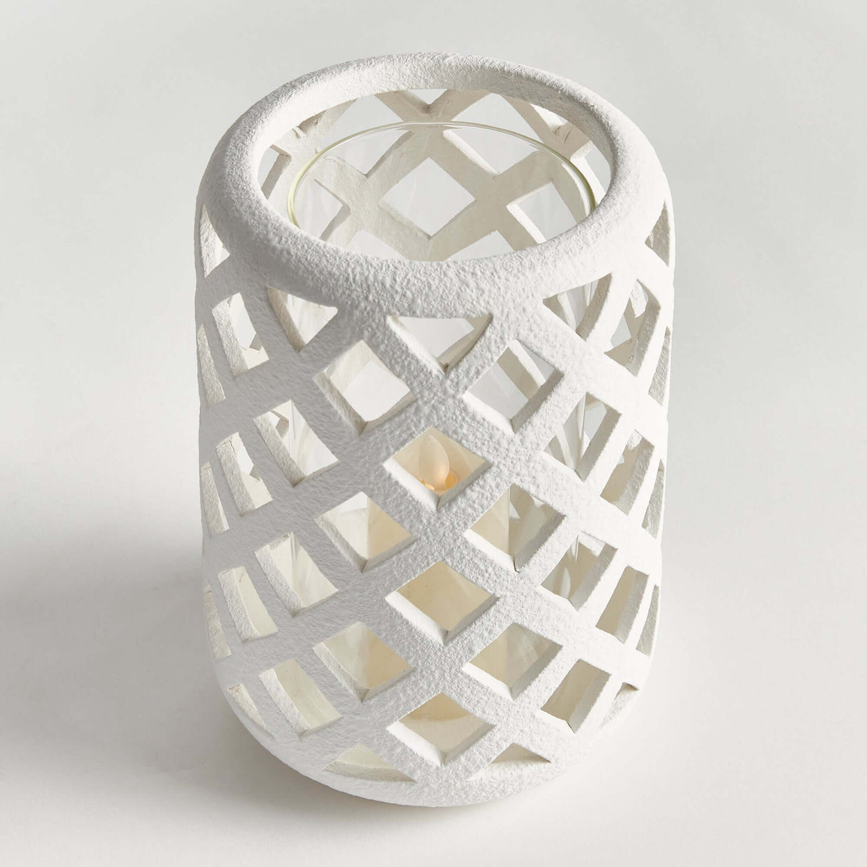 Terracotta Hurricane Candle Holder with Glass Insert-Candle Holder-Parc Decor