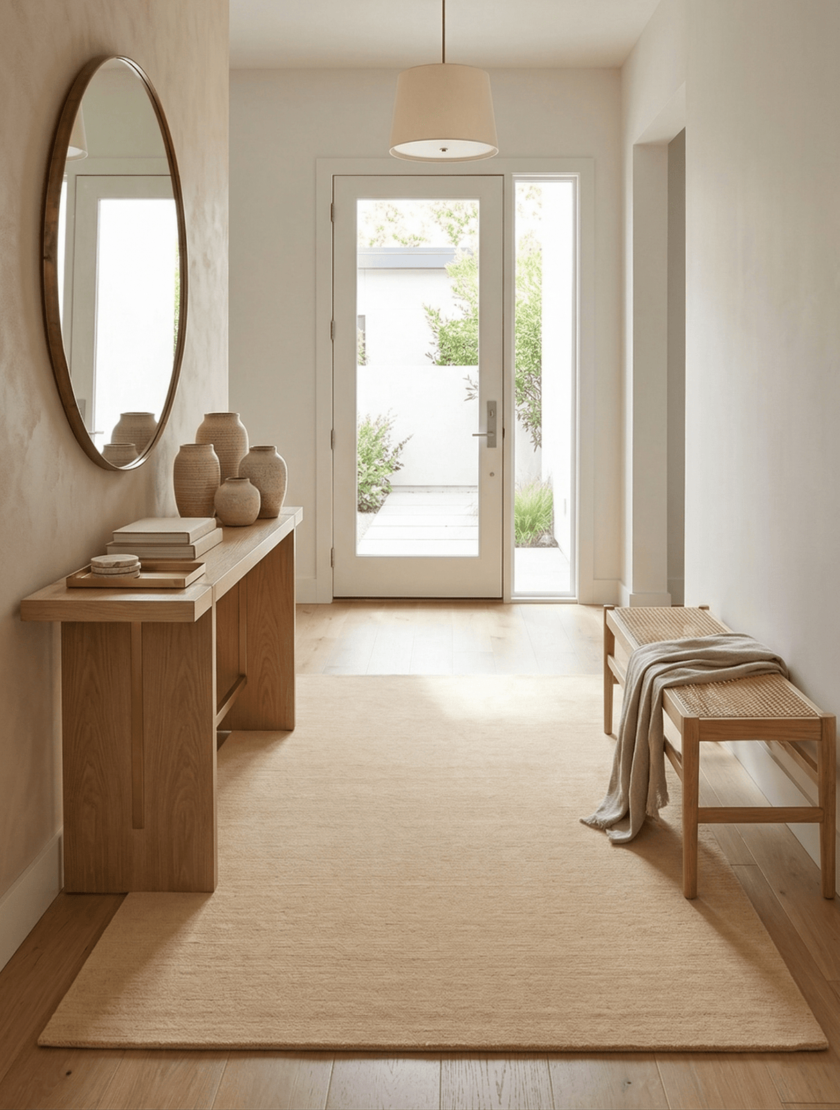 Terrain Hand Loomed Modern Beige Solid Design Wool Area Rug