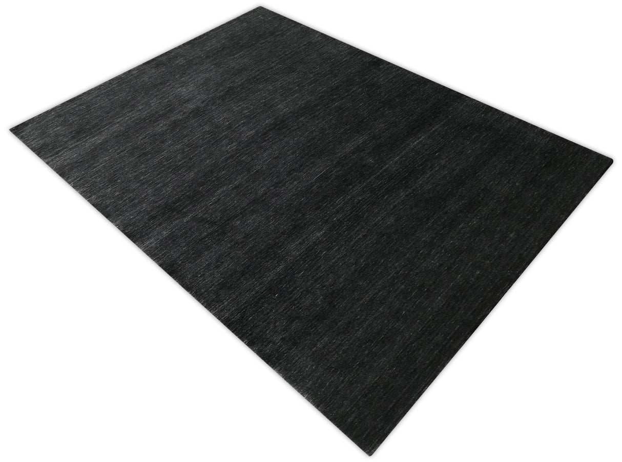 Terrain Hand Loomed Modern Charcoal Solid Design Wool Area Rug