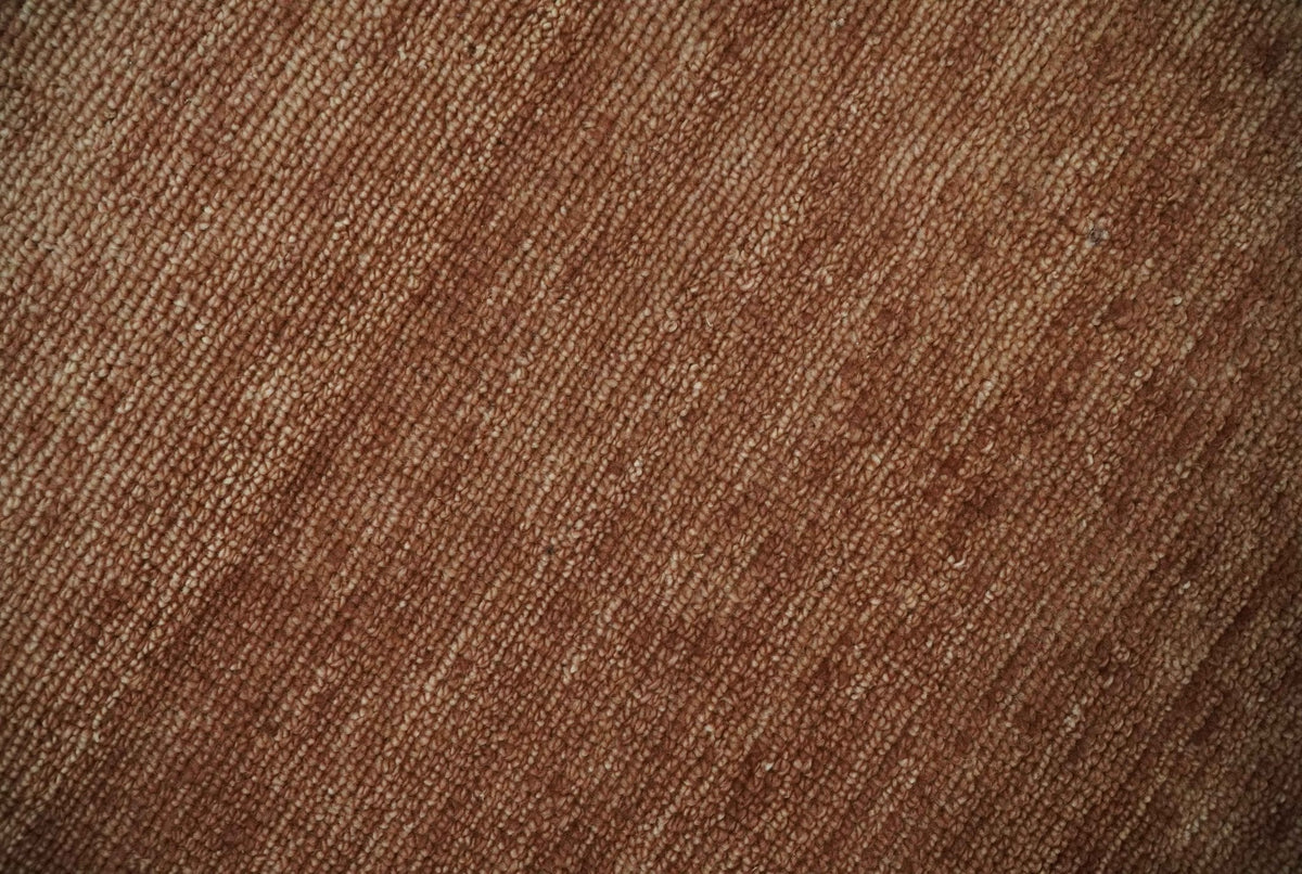 Textured Reddish Brown Hand knotted Custom Made wool Rug