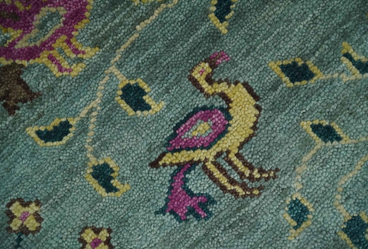 The Jungle Life Peacock on tree Rug Hand Knotted Multi Size Green Wool Rug