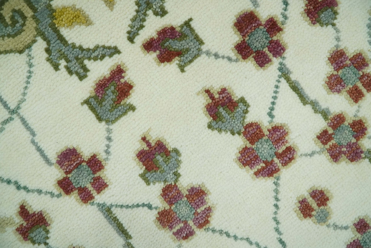 The Peacock Garden Ivory and Green Bird Hand Knotted Multi size Wool Area Rug