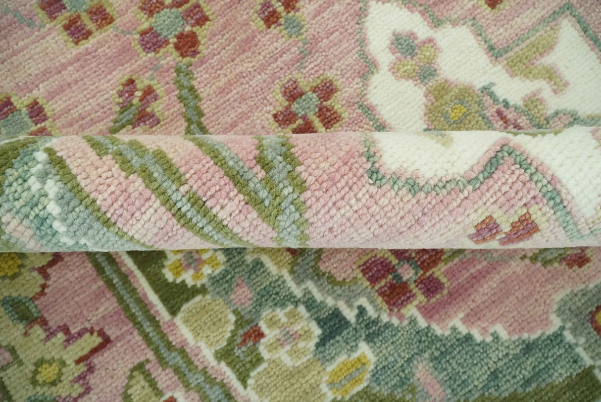 The Peacock Garden Pink and Green Peacock Bird Hand Knotted Multi size Wool Area Rug