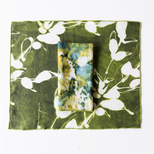 The Porto Print in Olive x Green Marble Set-Placemats-Parc Decor
