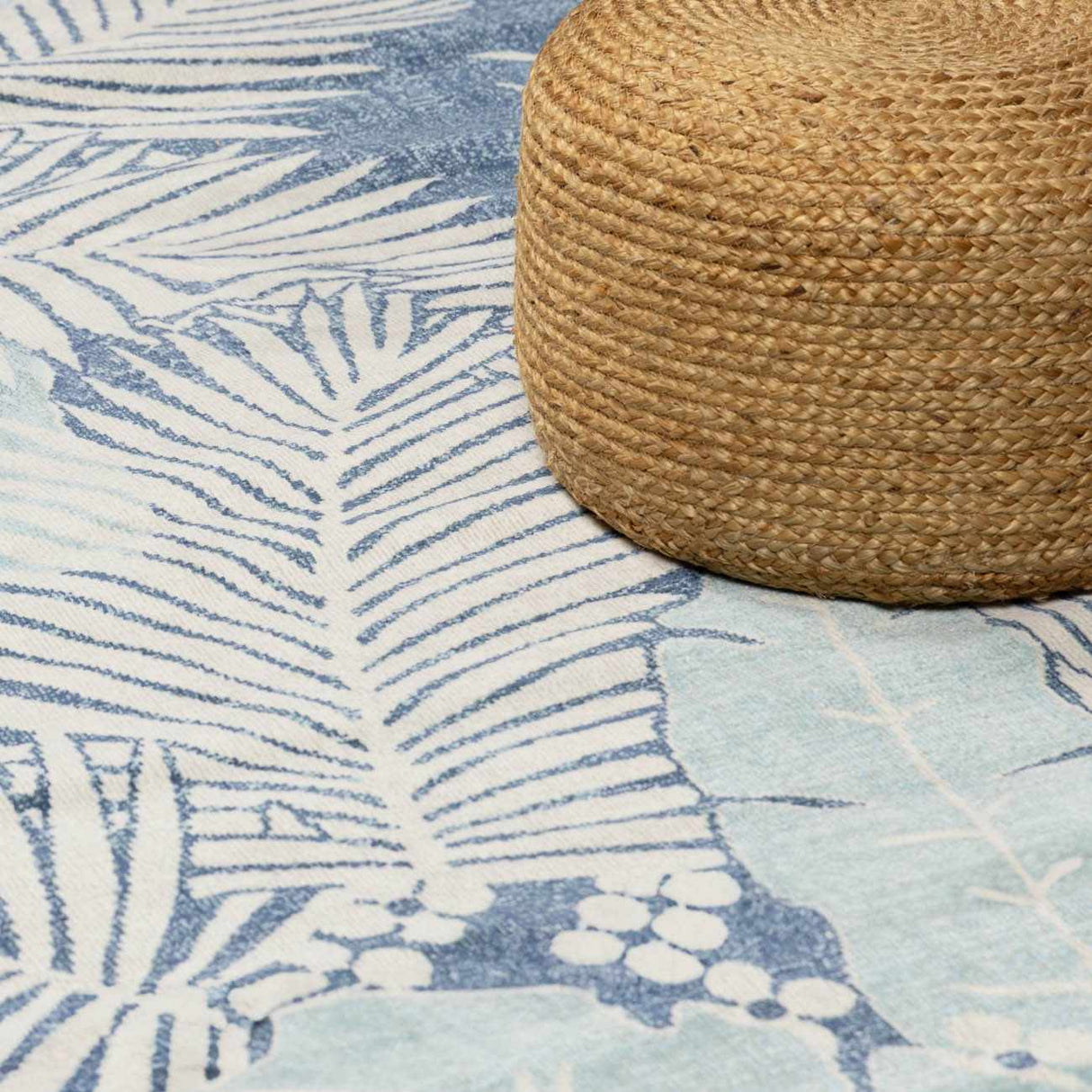 Thebarton Coastal Blue Palm Area Rug-Rugs-Parc Decor