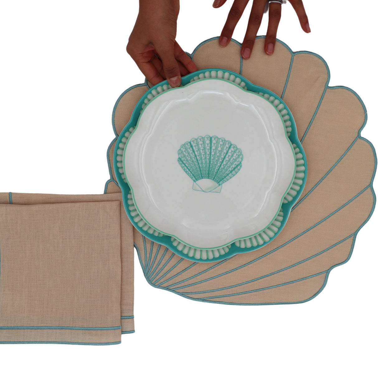 Tidal Shell Placemat - Set of 4-Placemat-Parc Decor