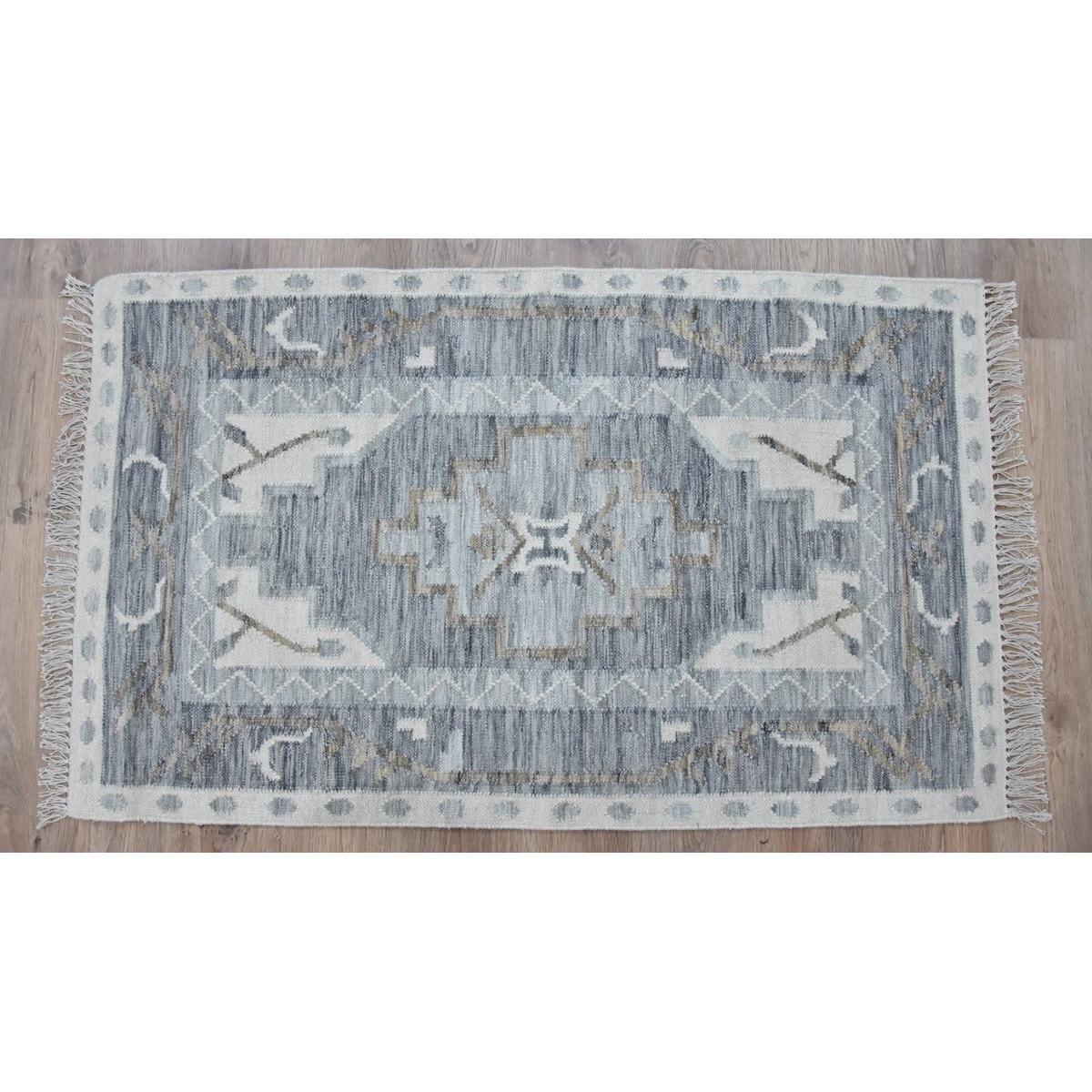 Timbergirl Kilim Blue Wool Handmade Rug