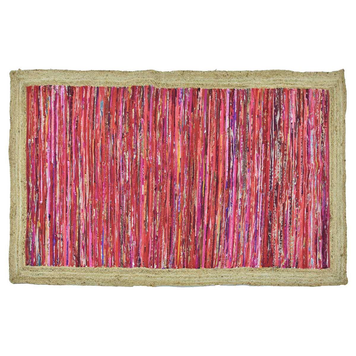 Timbergirl Red with Braided Border Handmade Rug