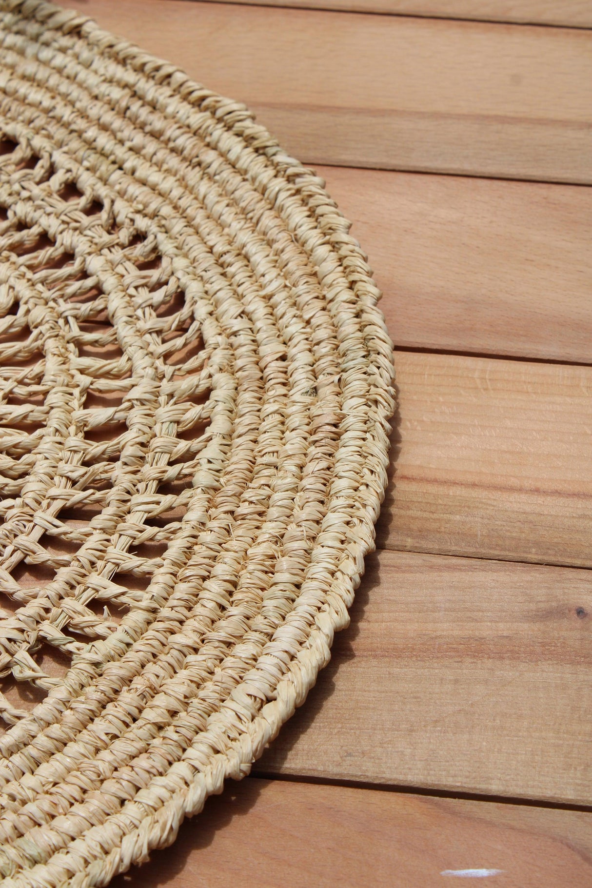 Tous Les Jours Raffia Placemat, Woven crochet tabletop-table tops-Parc Decor
