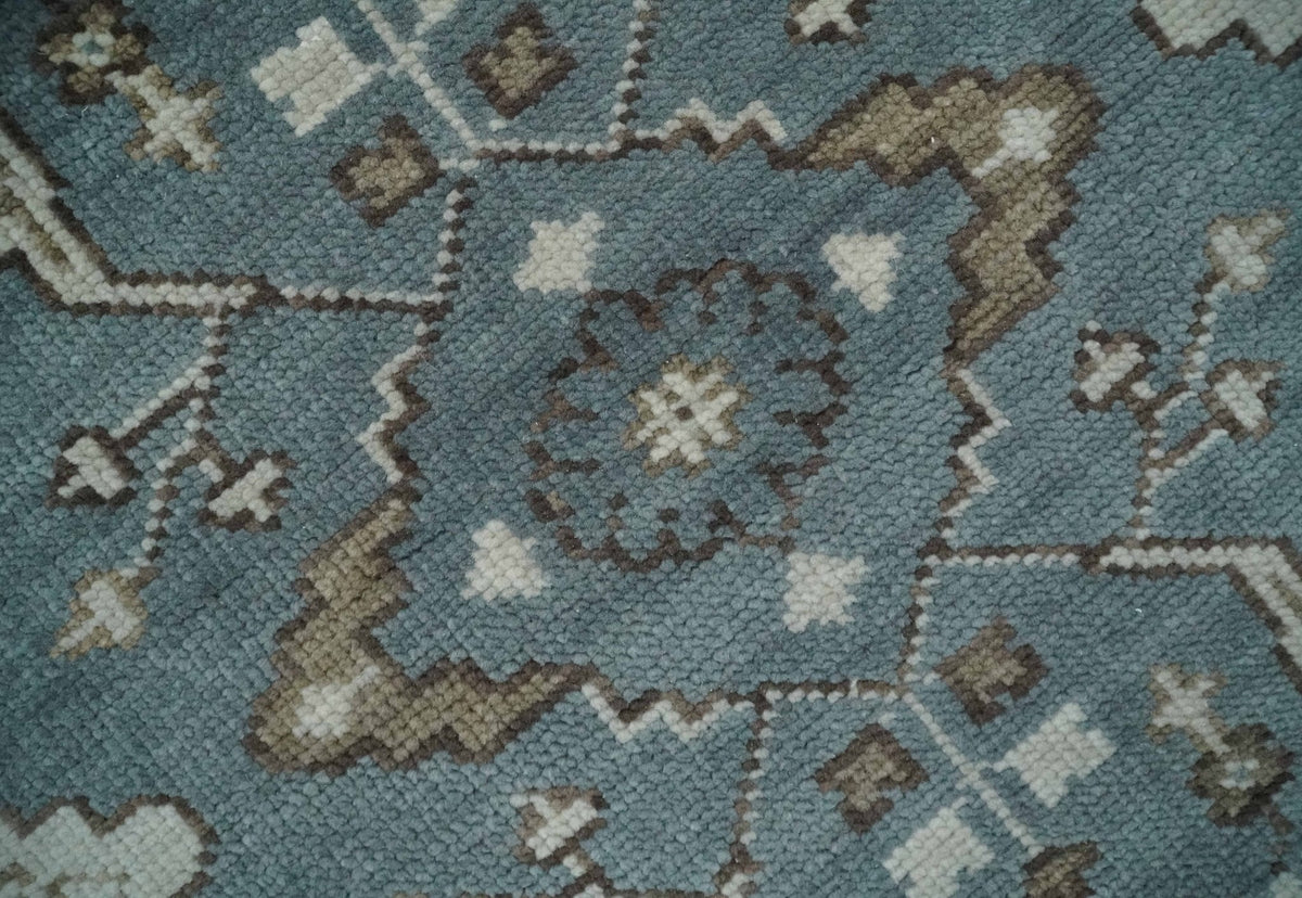 Traditional Blue, Ivory and Brown Oriental Oushak 8x10 wool Area Rug