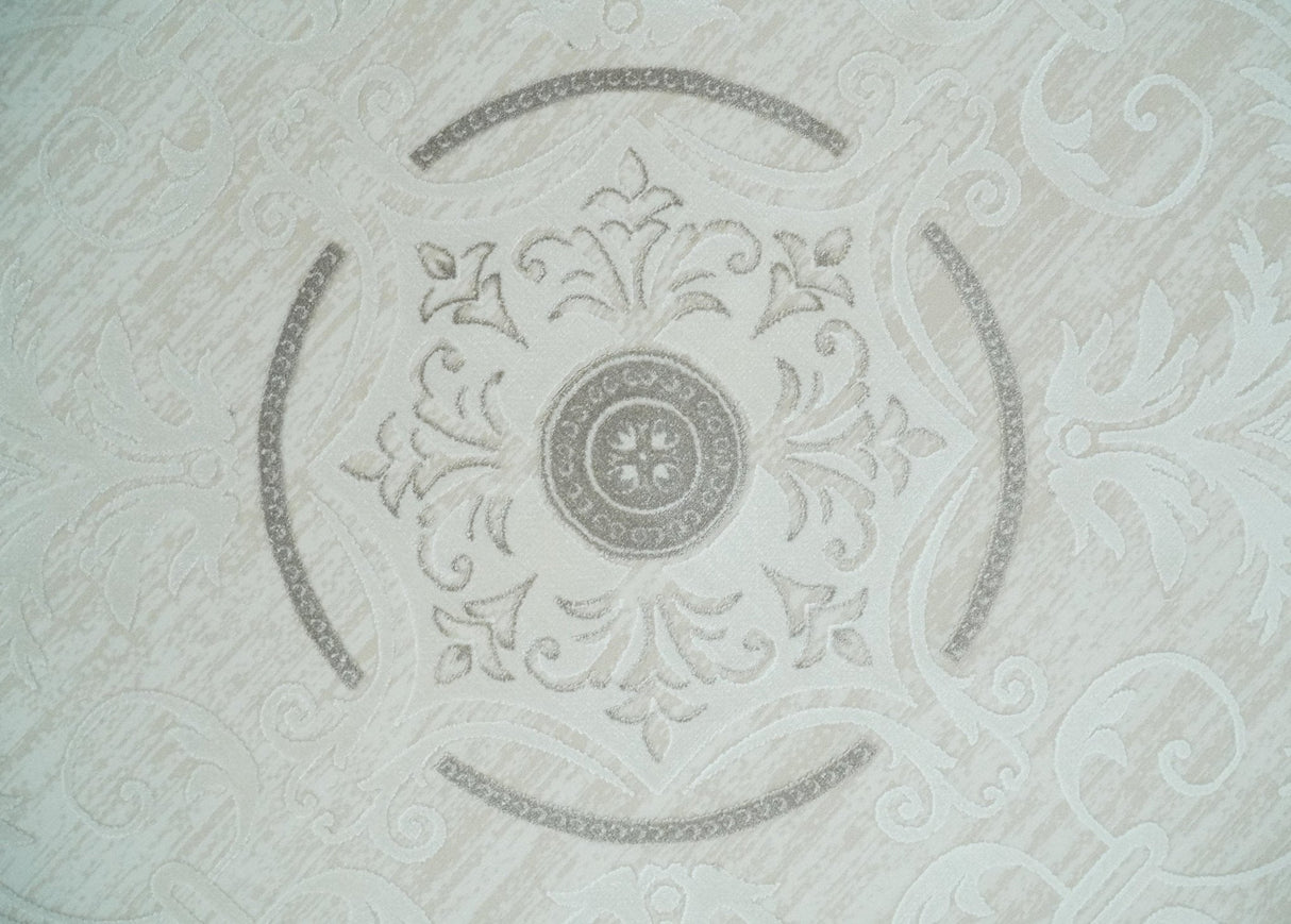 Traditional Brown and Ivory Antique Finish Art Silk Area Rug