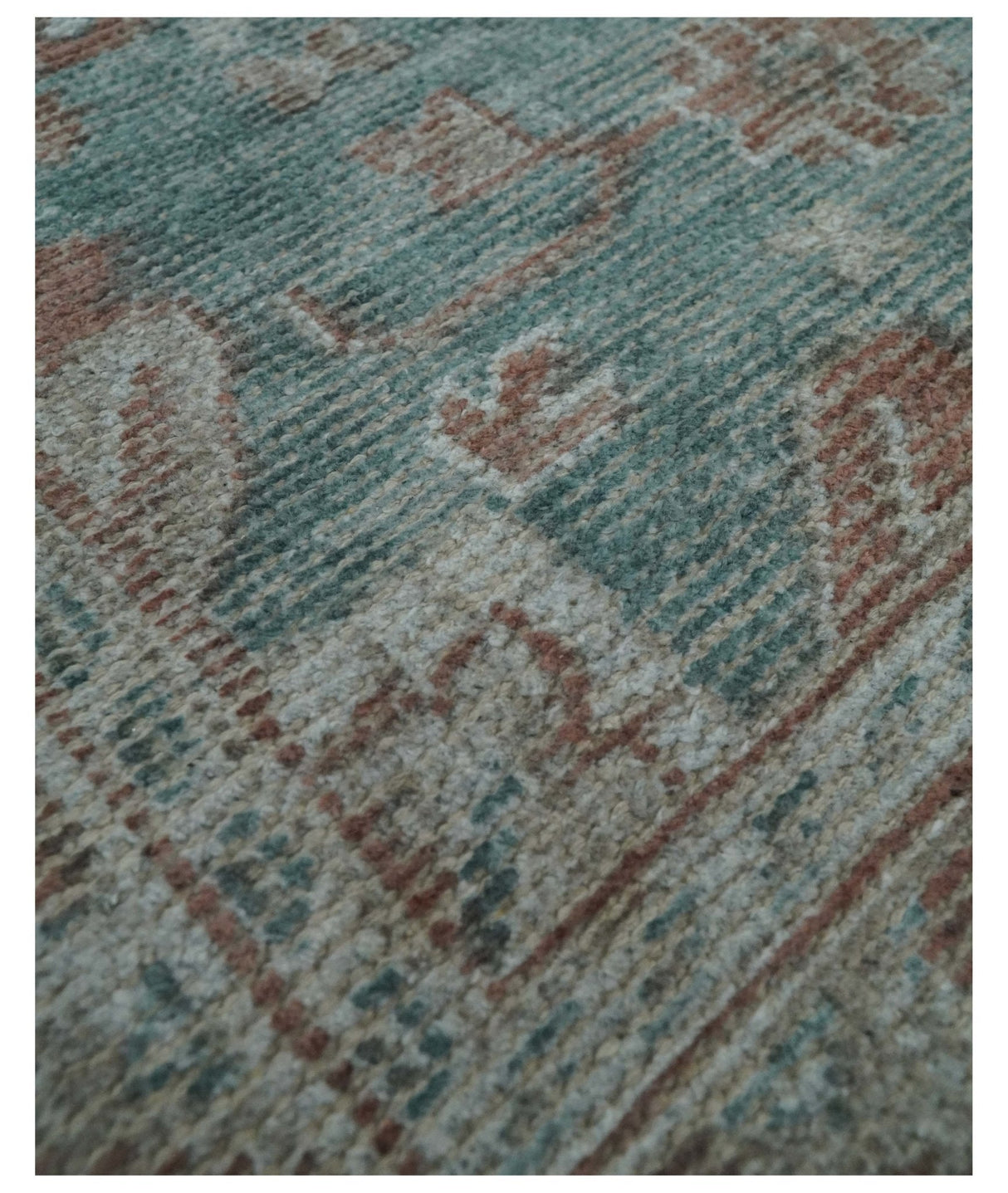 Traditional Brown And Teal Hand Woven Wool 8x10 Area rug