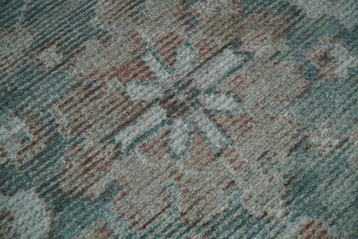 Traditional Brown And Teal Hand Woven Wool 8x10 Area rug