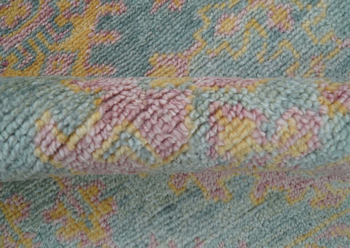Traditional Design Teal And Pink 3x5 Hand knotted Wool Area Rug