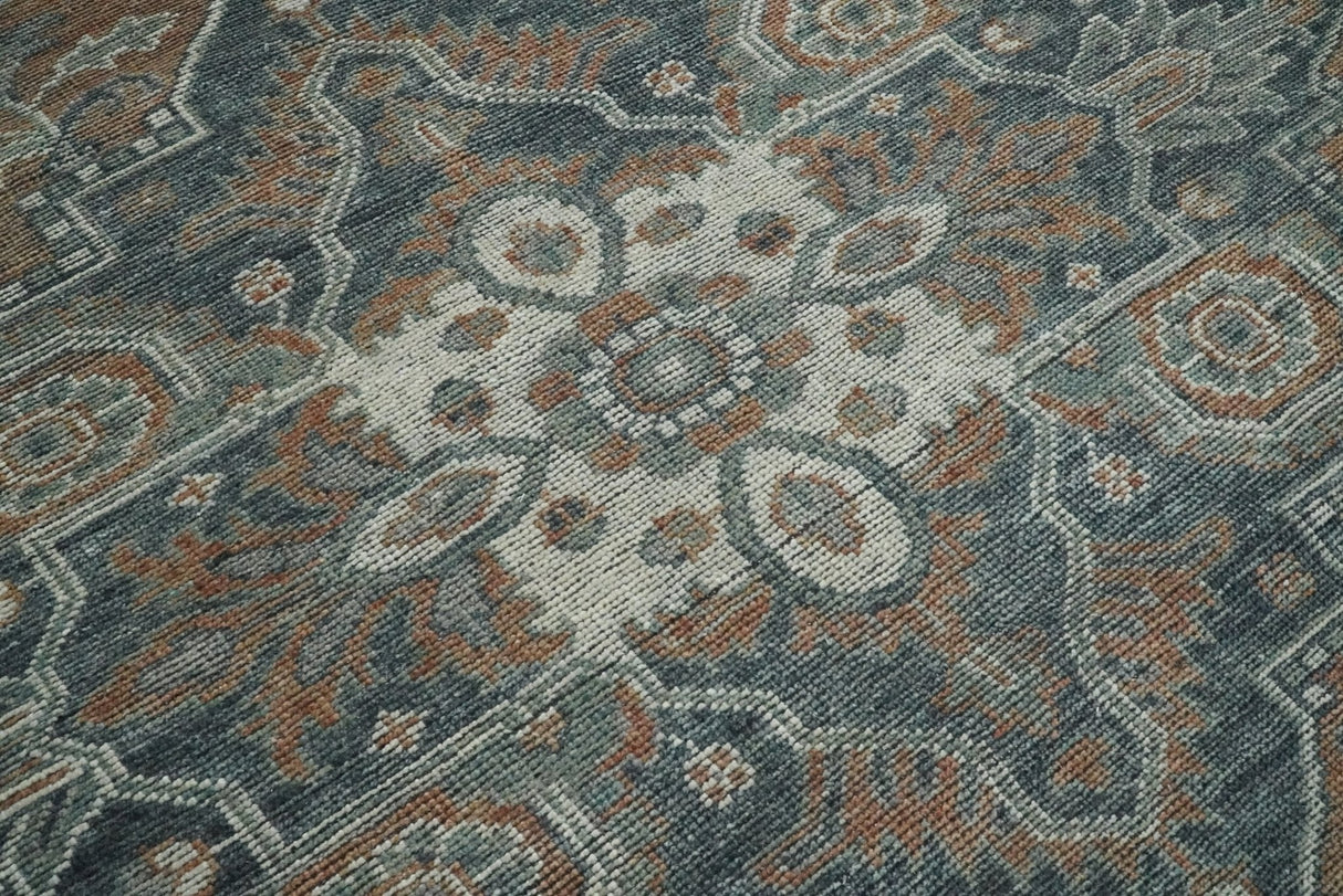 Traditional Distressed Brown And Gray Hand Knotted wool Area Rug
