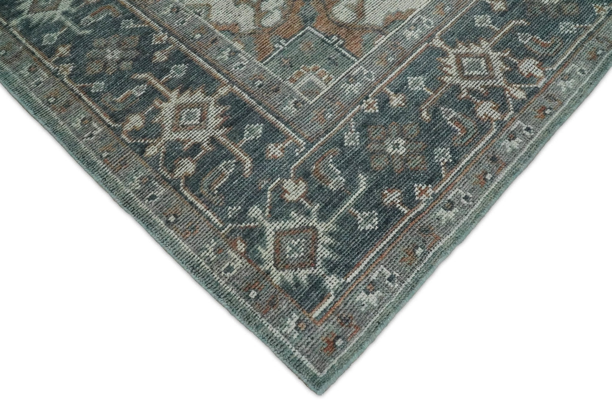 Traditional Distressed Brown And Gray Hand Knotted wool Area Rug