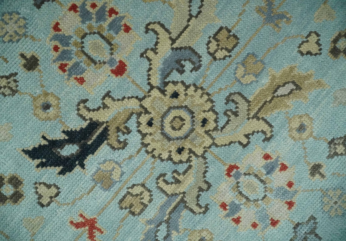 Traditional Floral Blue, Ivory and Beige Oriental Oushak Multi size wool Area Rug