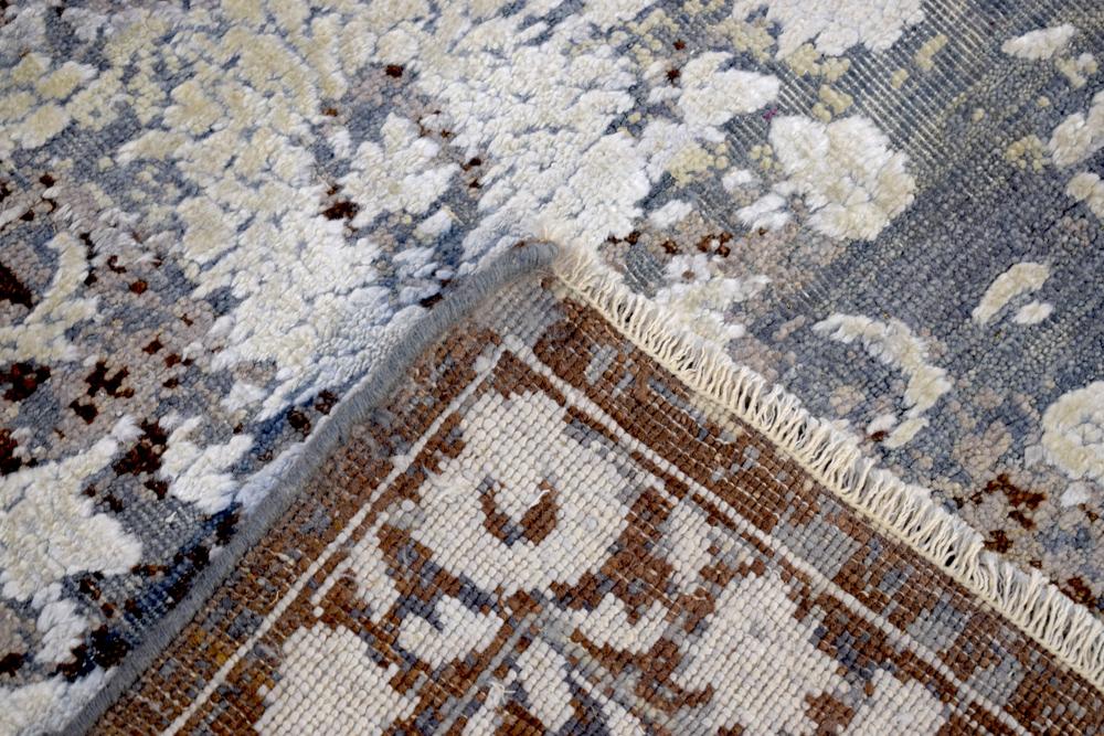 Traditional Gray And Brown Hand Knotted Wool 8x10 Area Rug